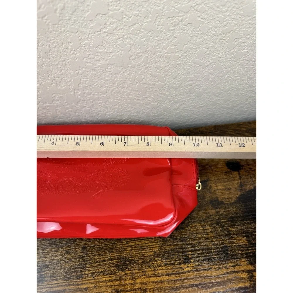 Christian‎ Lacroix Rouge Avon Makeup Bag Red Patent Cosmetic Zip Pouch